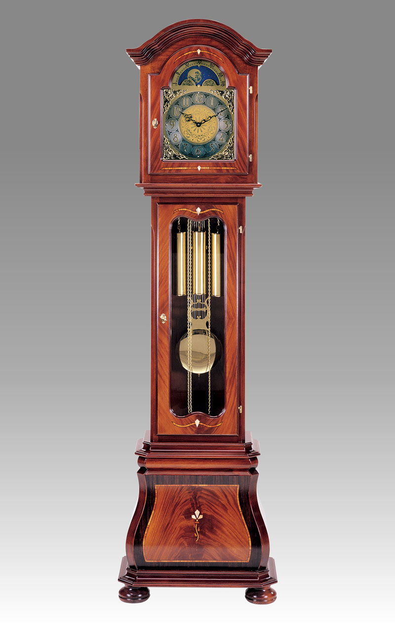 Grandfather clock Art.538/5 mahogany, palissander, matherpearl inlay